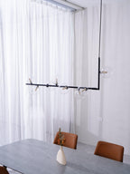 Lustra Chandelier en Verre avec Structure en Acier Noir Linéaire - Neutralighting