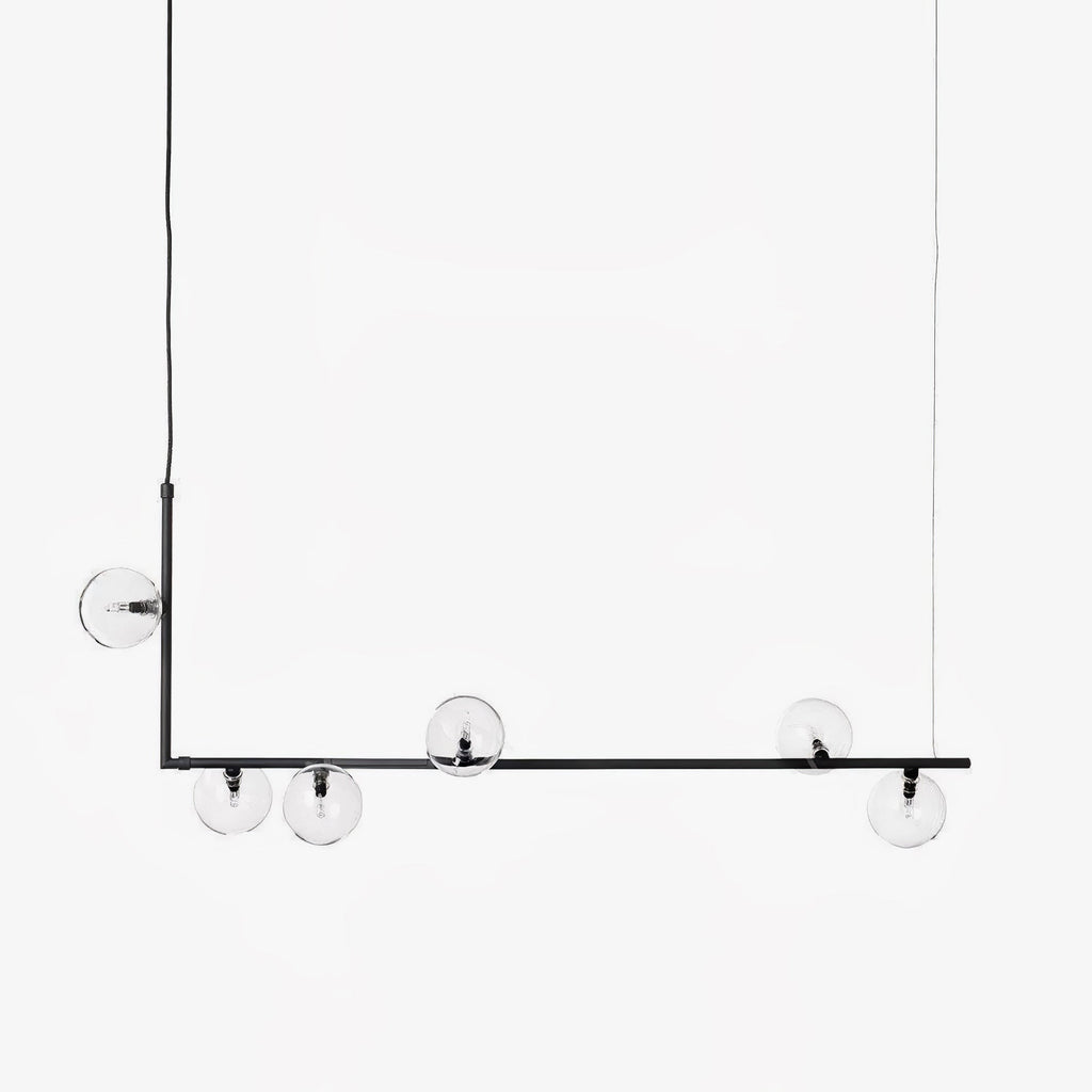 Lustra Chandelier en Verre avec Structure en Acier Noir Linéaire - Neutralighting