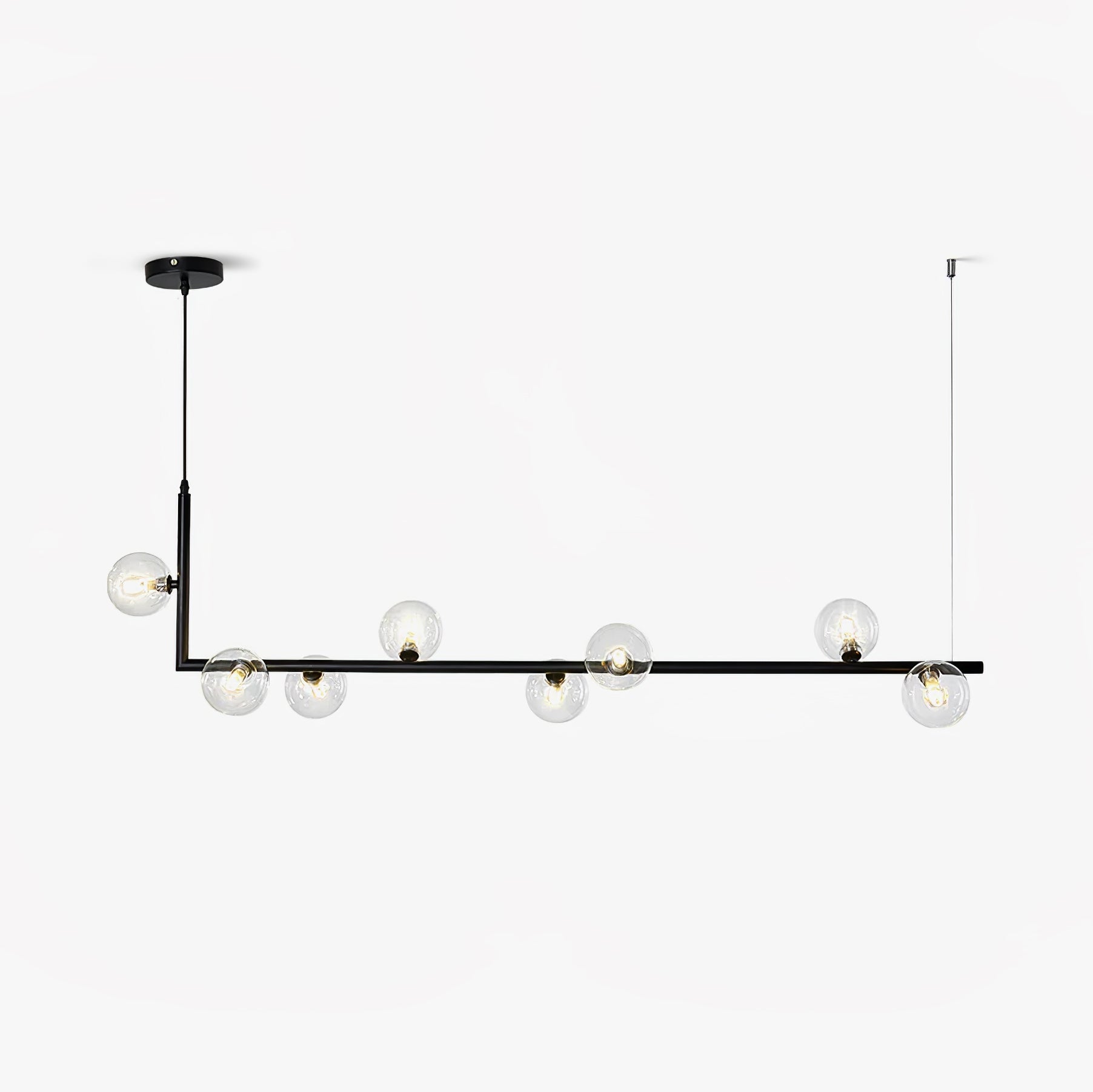 Lustra Chandelier en Verre avec Structure en Acier Noir Linéaire - Neutralighting