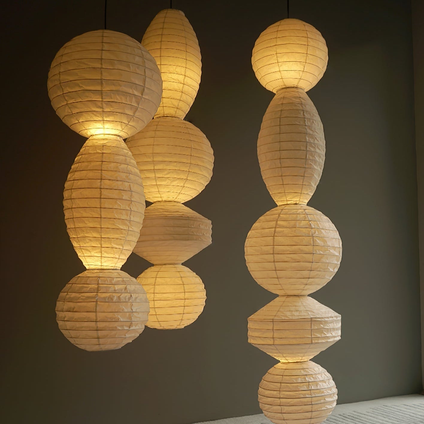 Nami Suspension lanterne en papier style wabi-sabi - Neutralighting