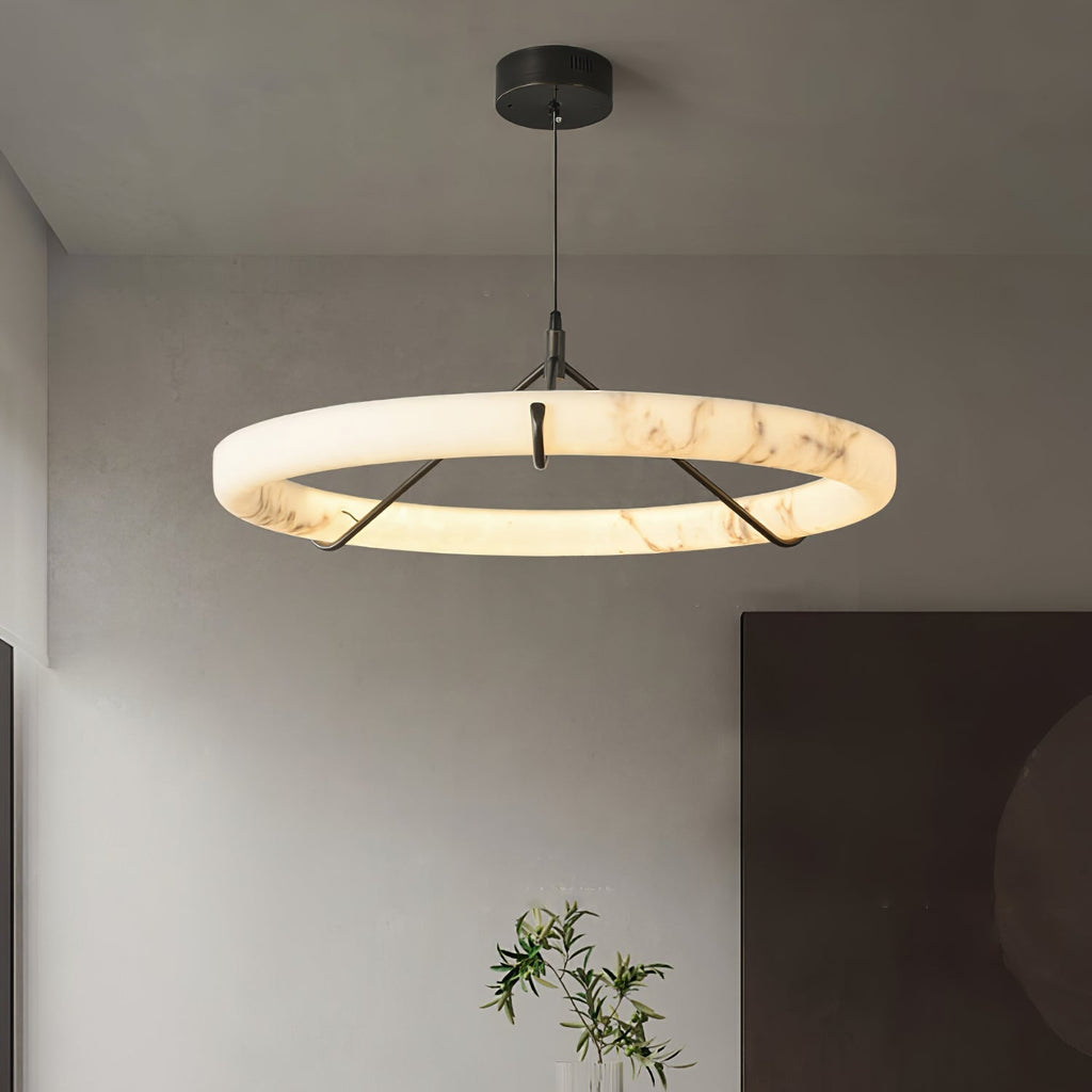 Aureon Chandelier de Luxe en Albâtre Blanc - Neutralighting