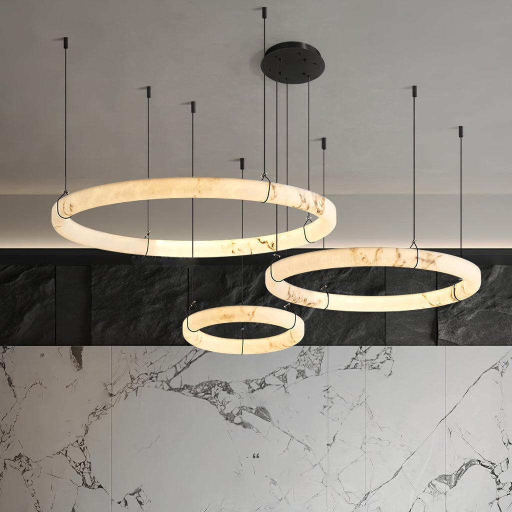 Aureon Chandelier de Luxe en Albâtre Blanc - Neutralighting