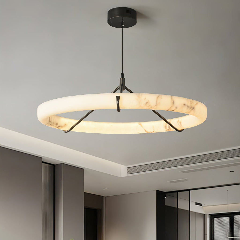 Aureon Chandelier de Luxe en Albâtre Blanc - Neutralighting