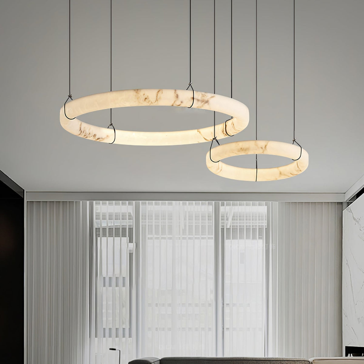 Aureon Chandelier de Luxe en Albâtre Blanc - Neutralighting