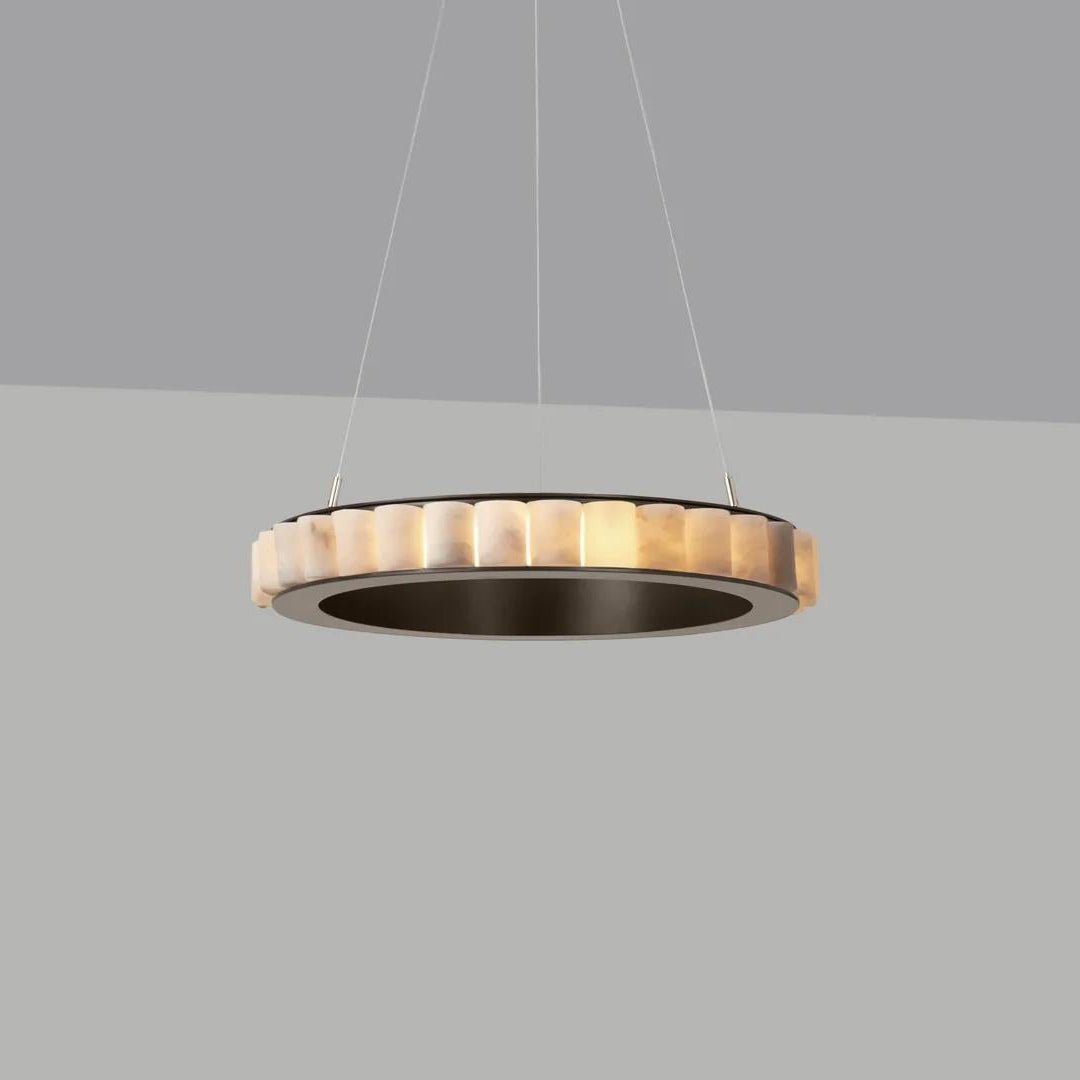 Orion Chandelier Double Anneau en Albâtre - Neutralighting