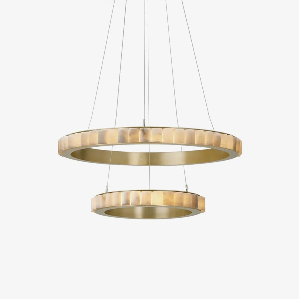 Orion Chandelier Double Anneau en Albâtre - Neutralighting