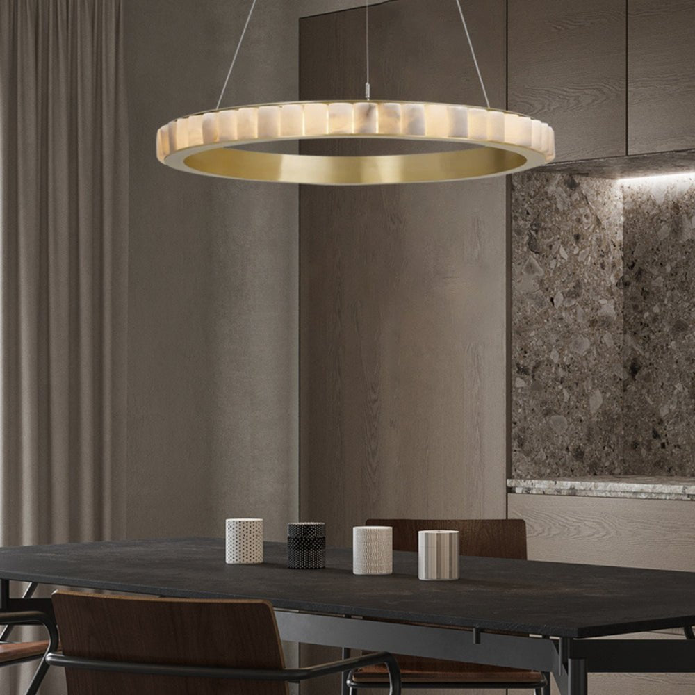 Orion Chandelier Double Anneau en Albâtre - Neutralighting