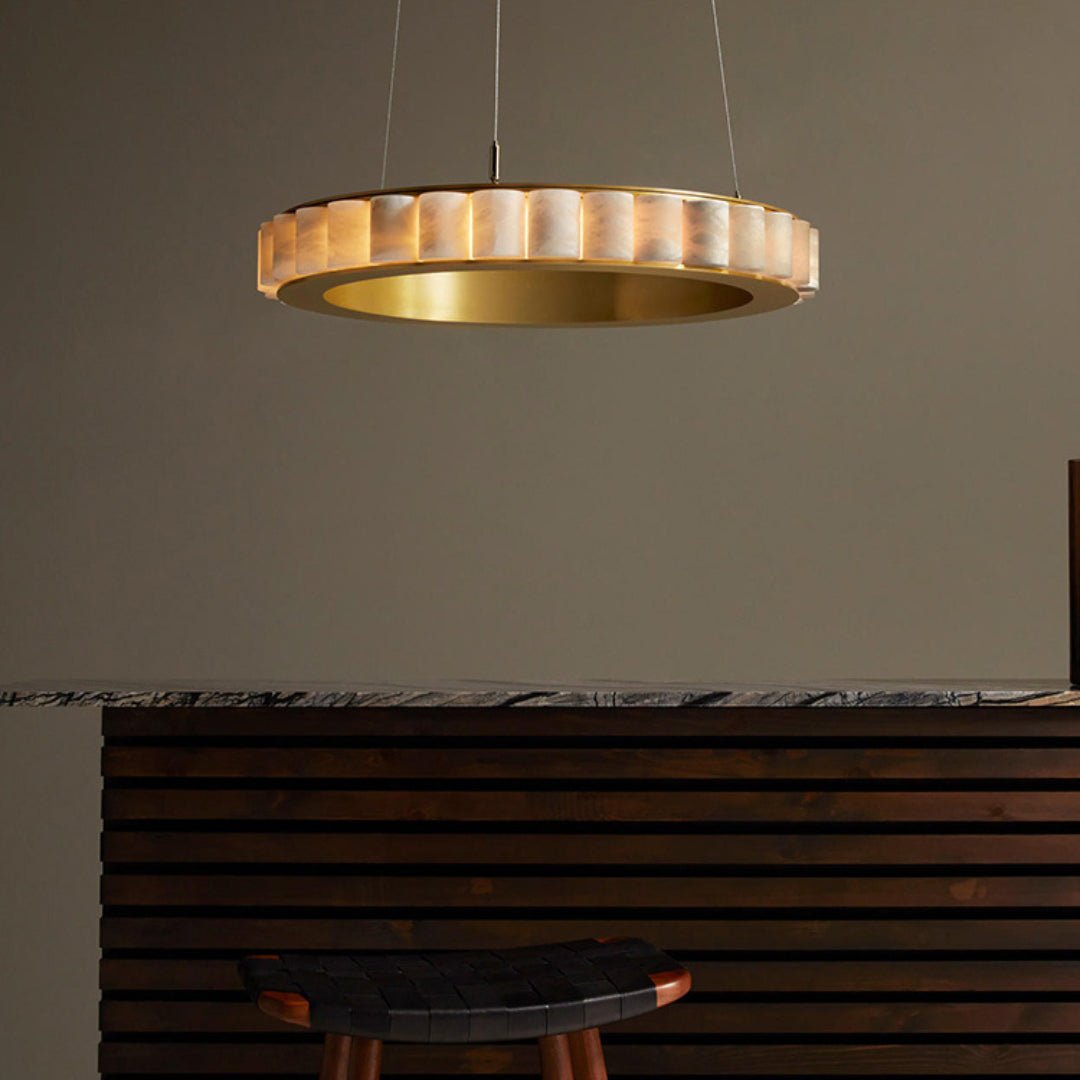Orion Chandelier Double Anneau en Albâtre - Neutralighting