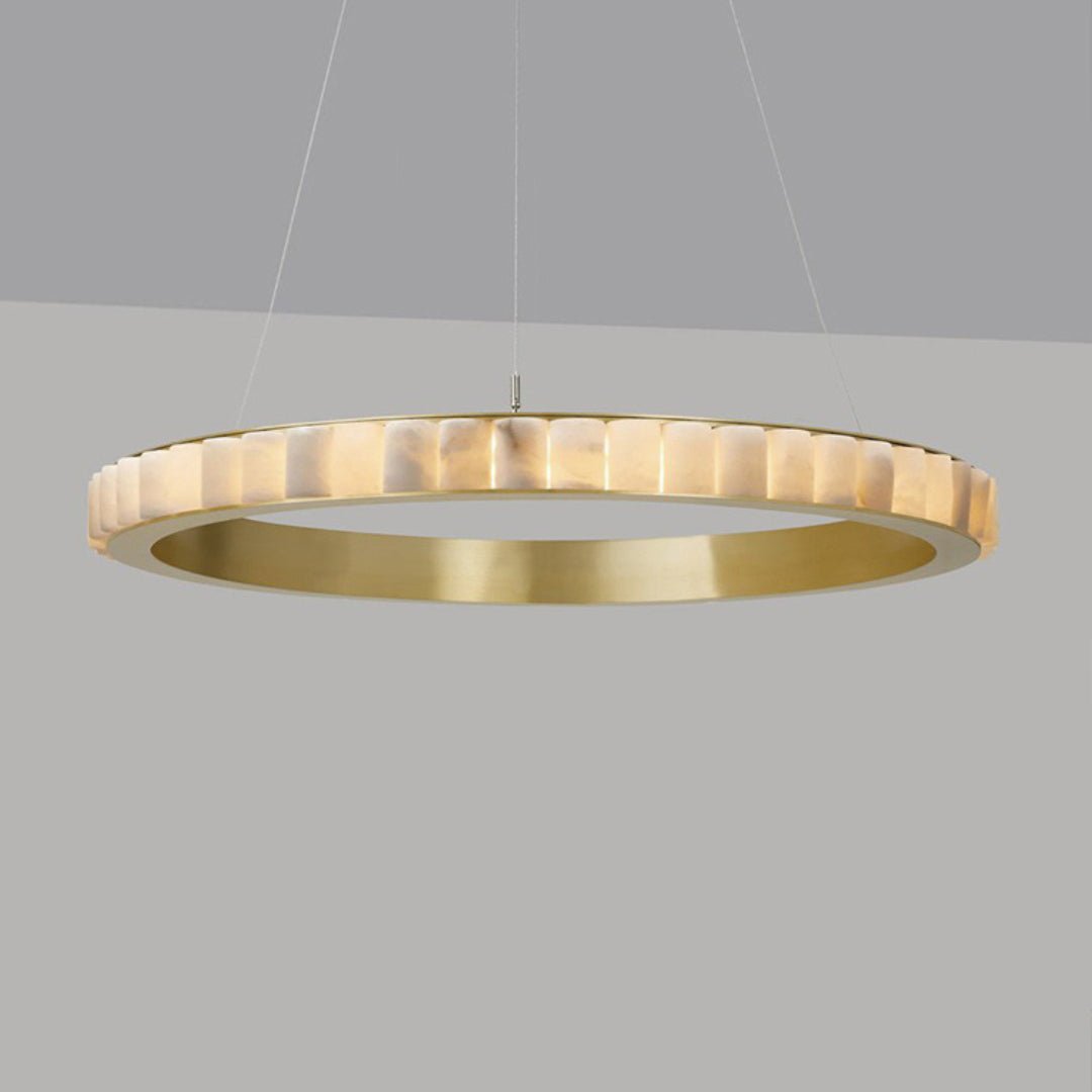 Orion Chandelier Double Anneau en Albâtre - Neutralighting