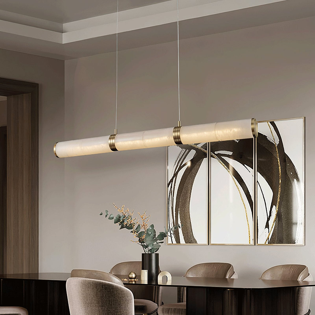Eira Minimaliste Albâtre Linéaire Pendentif Lumière - Neutralighting