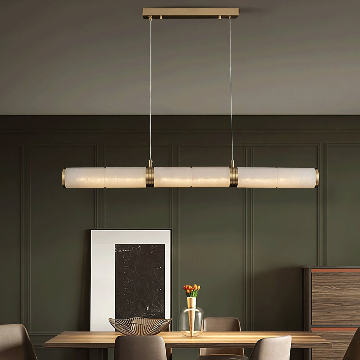 Eira Minimaliste Albâtre Linéaire Pendentif Lumière - Neutralighting