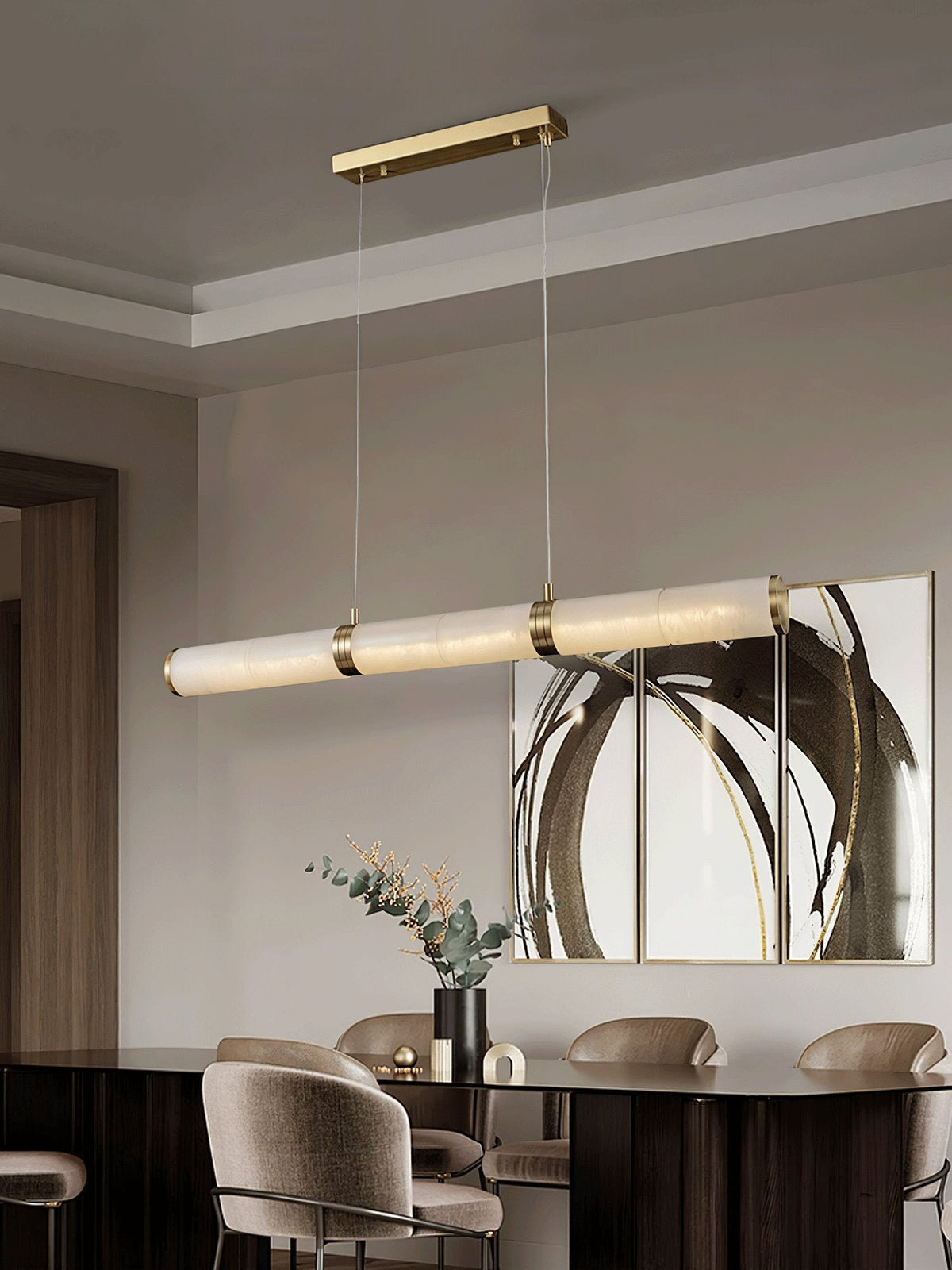 Eira Minimaliste Albâtre Linéaire Pendentif Lumière - Neutralighting