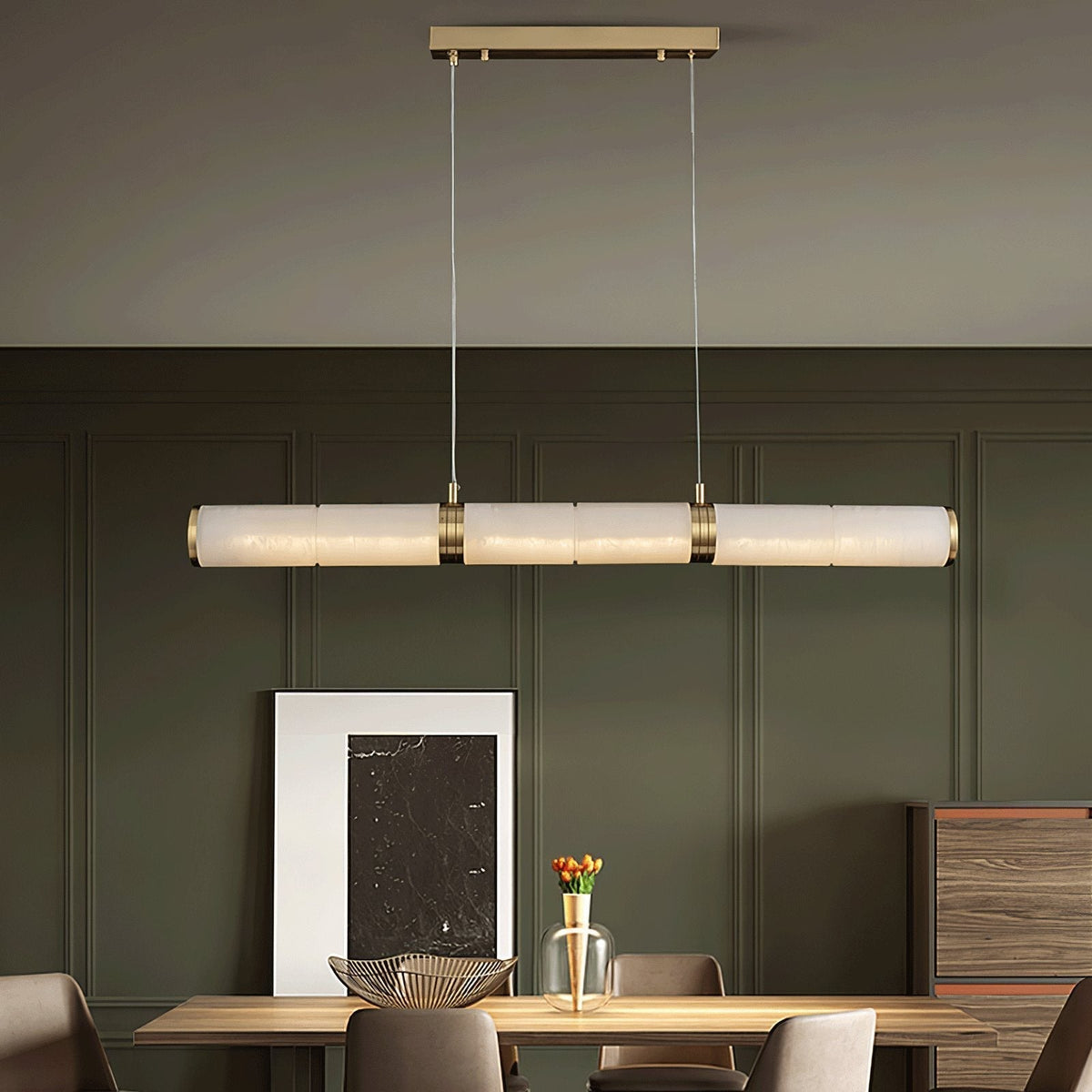 Eira Minimaliste Albâtre Linéaire Pendentif Lumière - Neutralighting