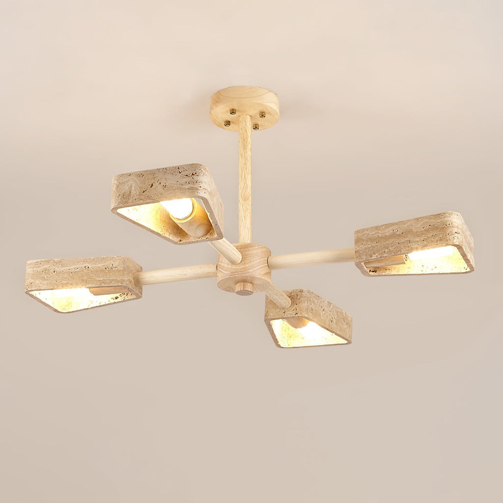Hedra Travertone Geometric Chandelier - Neutralighting