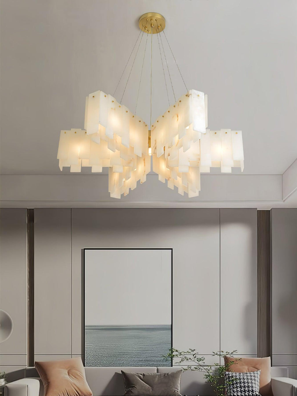 Vevelila Chandelier Moderne en Albâtre - Neutralighting