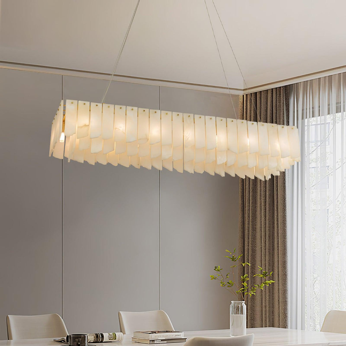 Vevelila Chandelier Moderne en Albâtre - Neutralighting