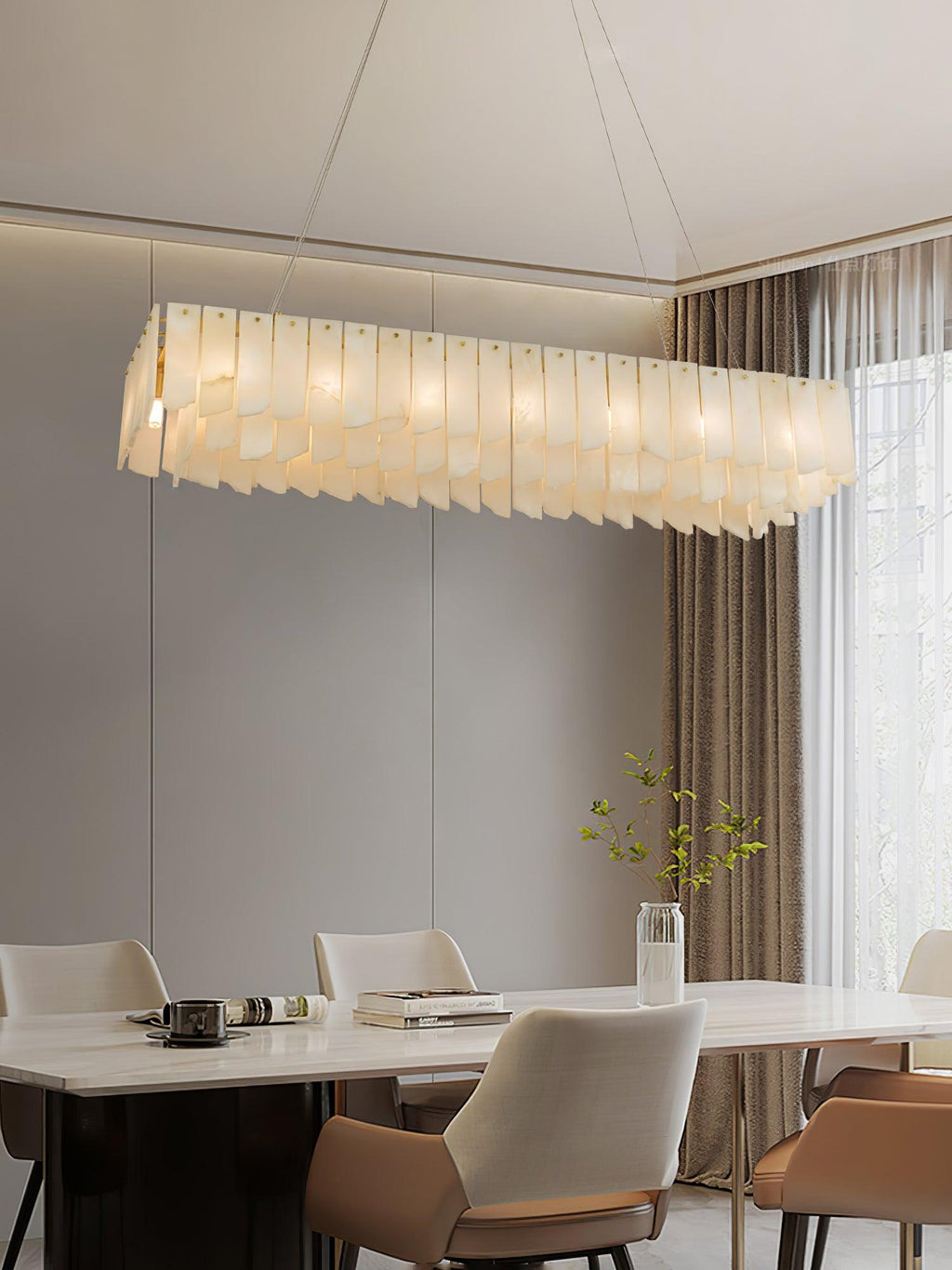 Vevelila Chandelier Moderne en Albâtre - Neutralighting