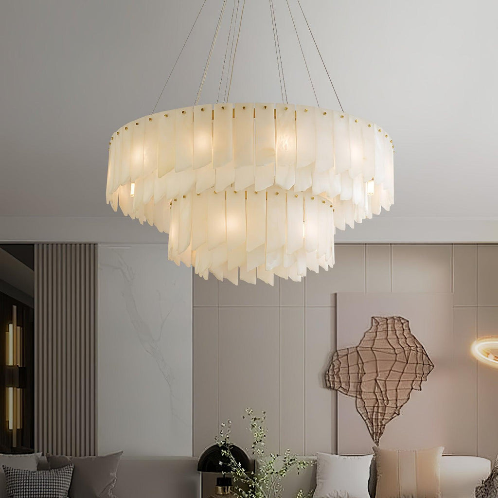 Vevelila Chandelier Moderne en Albâtre - Neutralighting