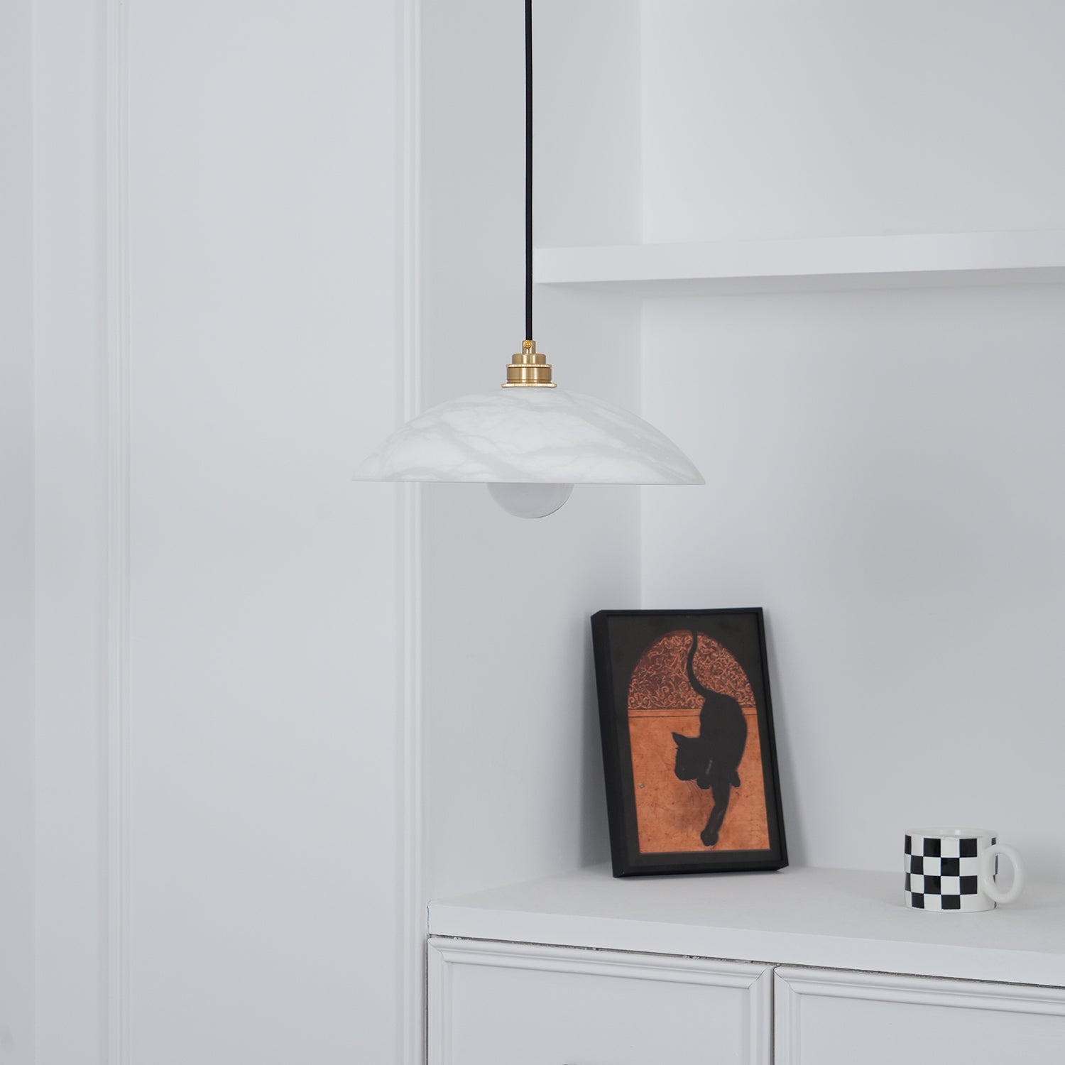 Delin Suspension Dôme en Albâtre & Laiton - Neutralighting
