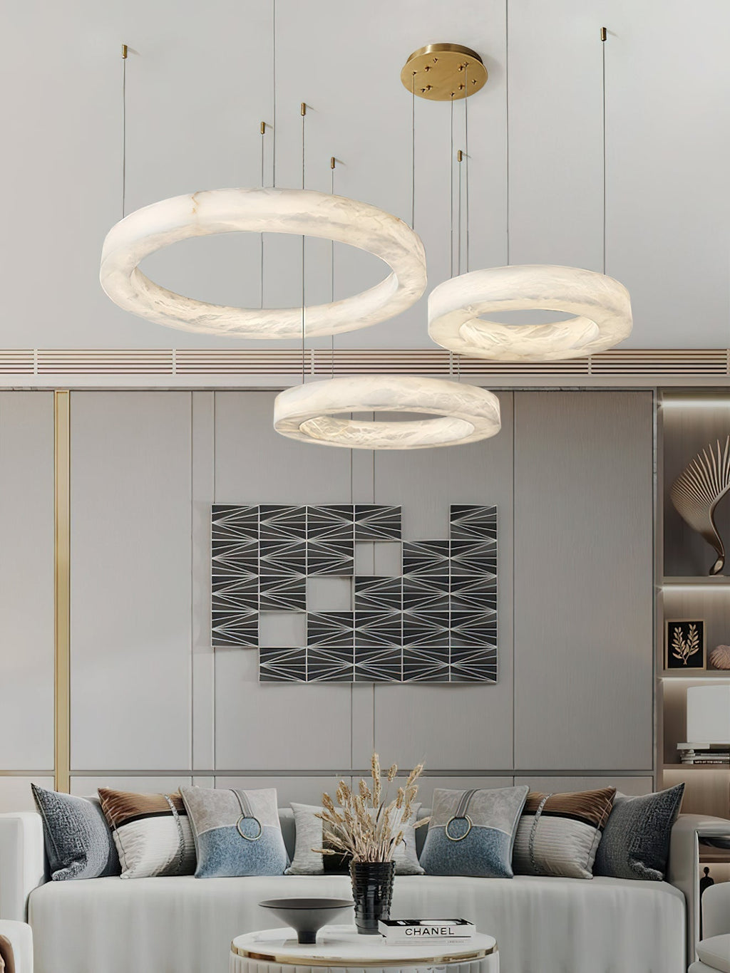 Plotuvyn Chandelier Anneau Albâtre Luxe Salon - Neutralighting