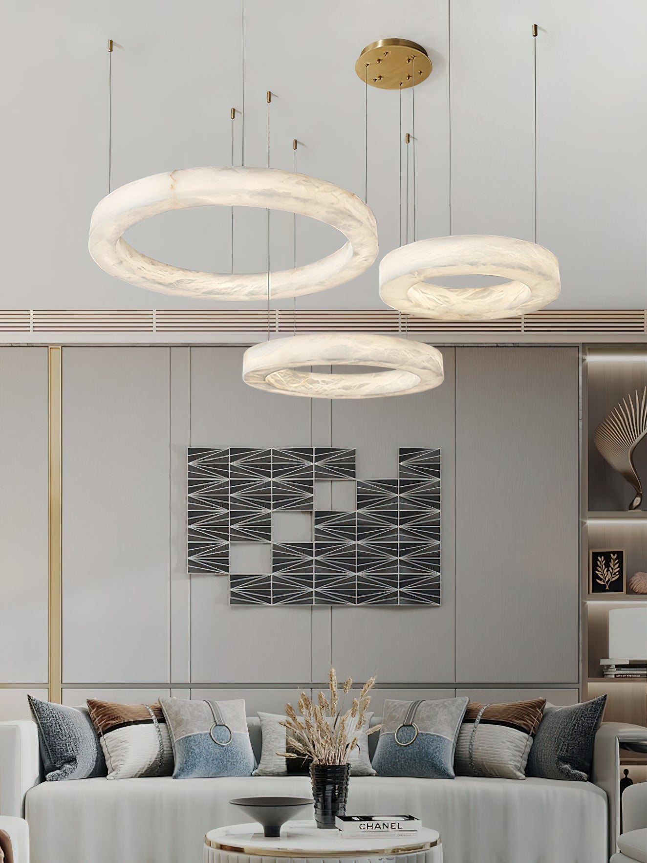 Plotuvyn Chandelier Anneau Albâtre Luxe Salon - Neutralighting