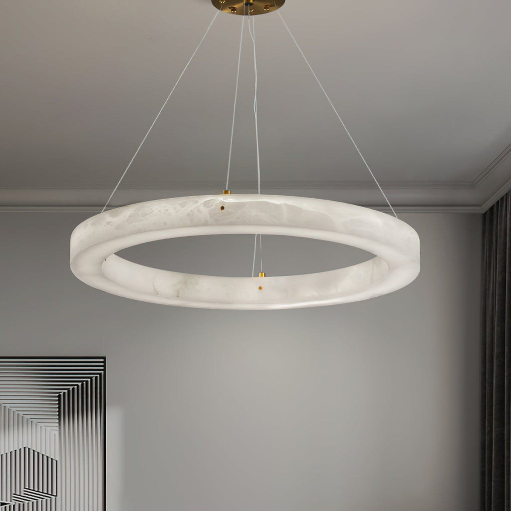 Plotuvyn Chandelier Anneau Albâtre Luxe Salon - Neutralighting