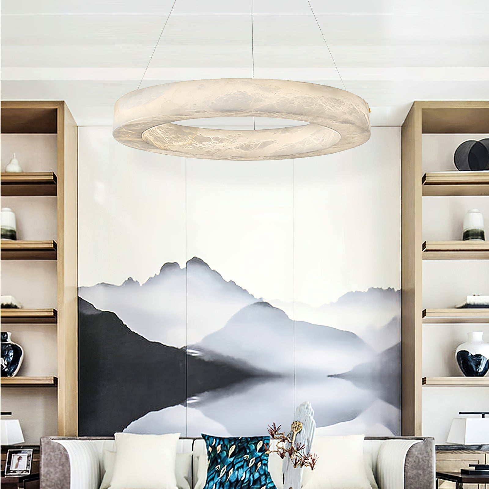 Plotuvyn Chandelier Anneau Albâtre Luxe Salon - Neutralighting