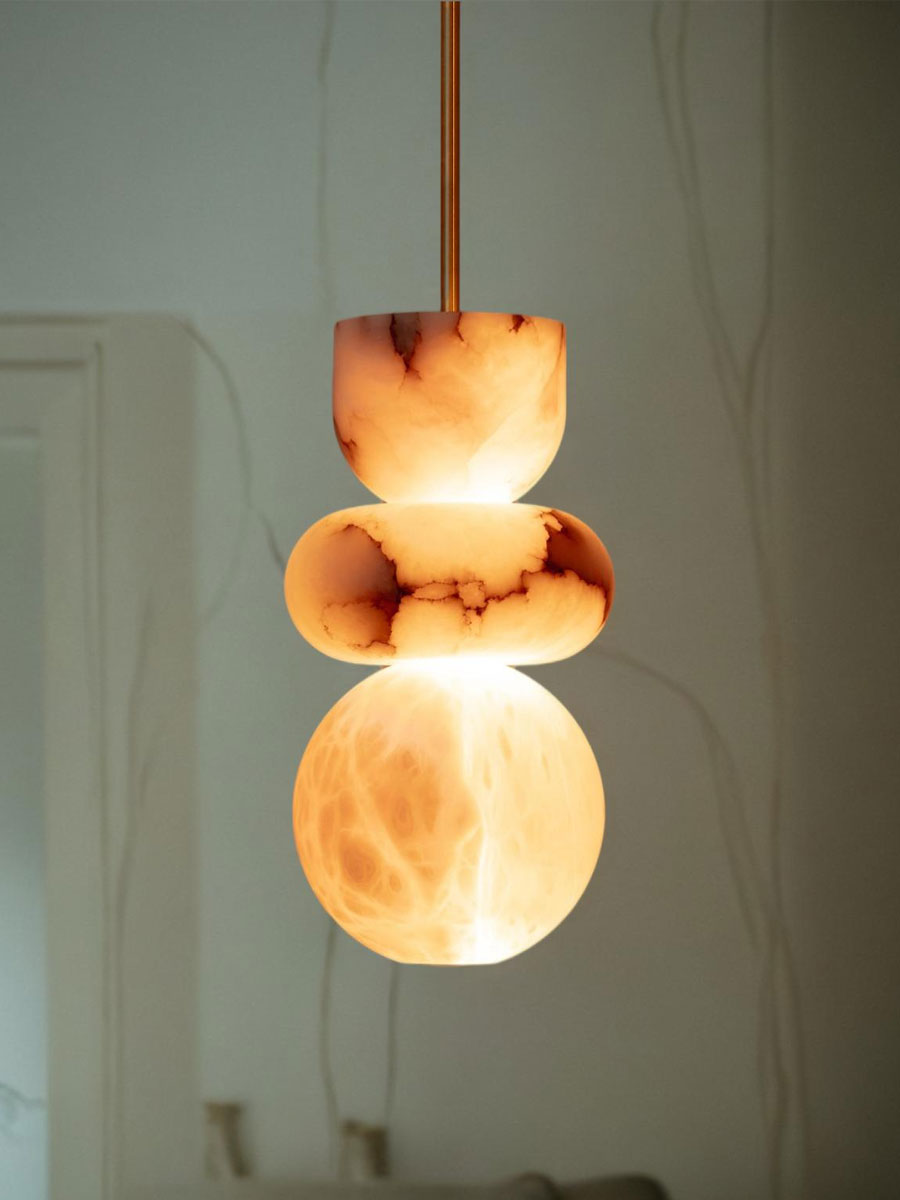Rauduvyn Suspension Totem Moderne en Albâtre - Neutralighting