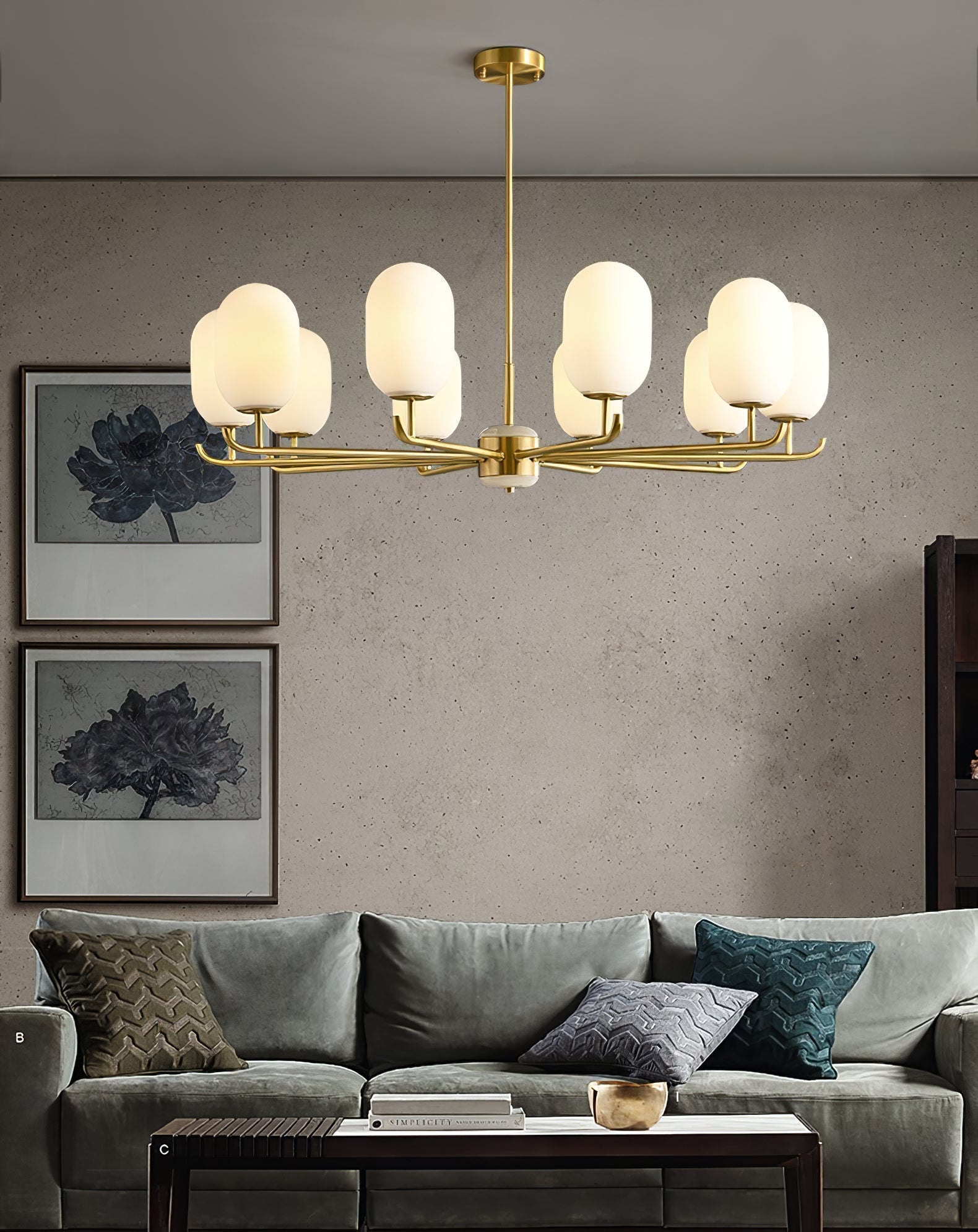 Sifuvyn Chandelier Géométrique en Verre Moderne Salon - Neutralighting