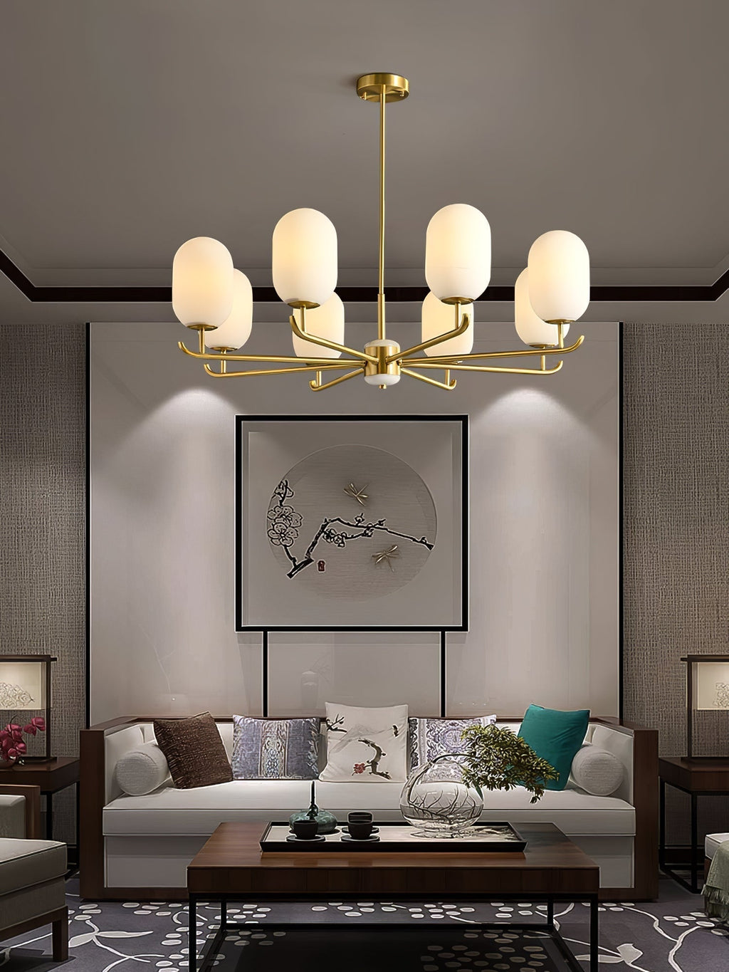 Sifuvyn Chandelier Géométrique en Verre Moderne Salon - Neutralighting