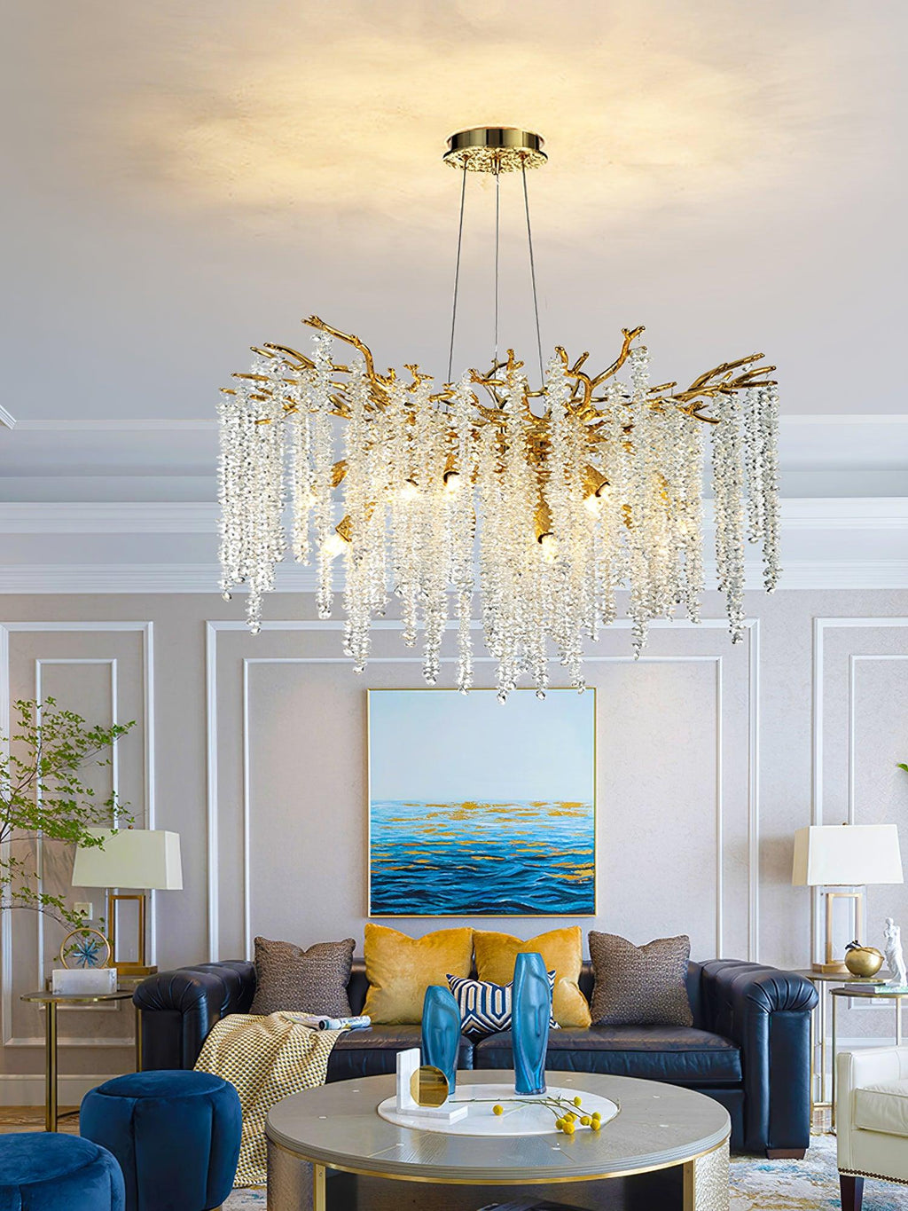 Lustra Chandelier Doré Cristal Branche Élégant - Neutralighting