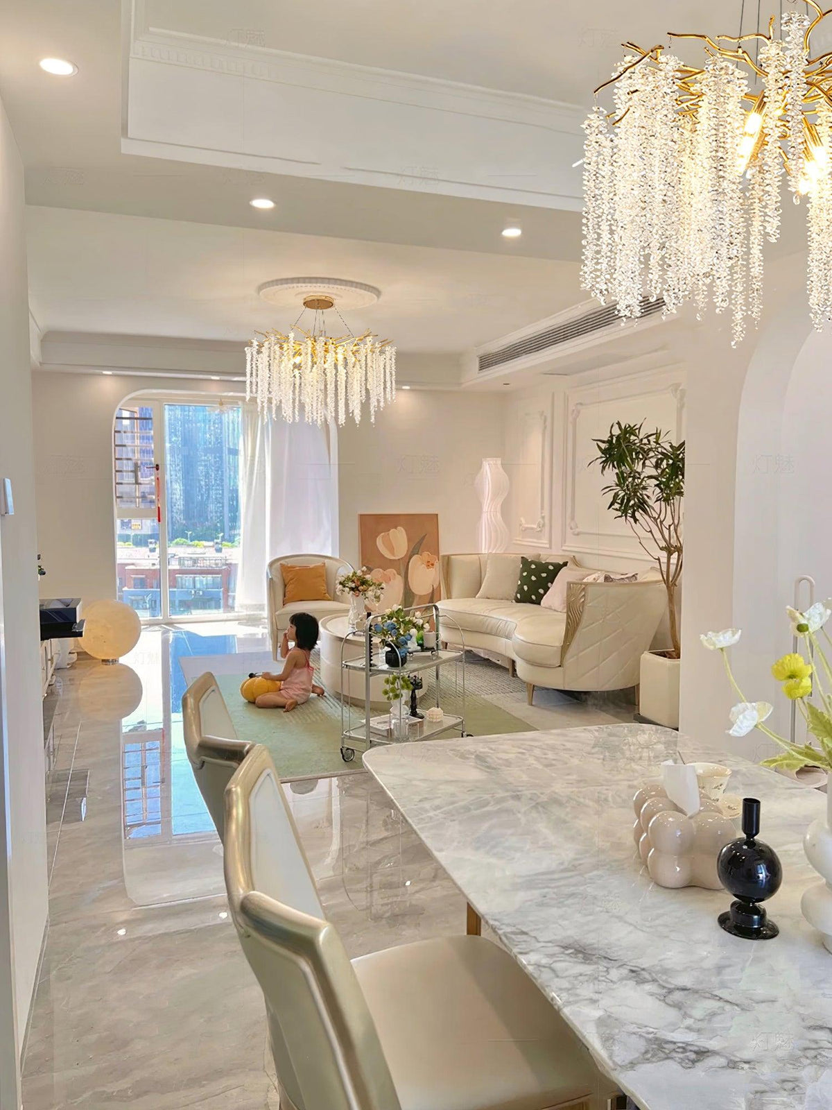 Lustra Chandelier Doré Cristal Branche Élégant - Neutralighting