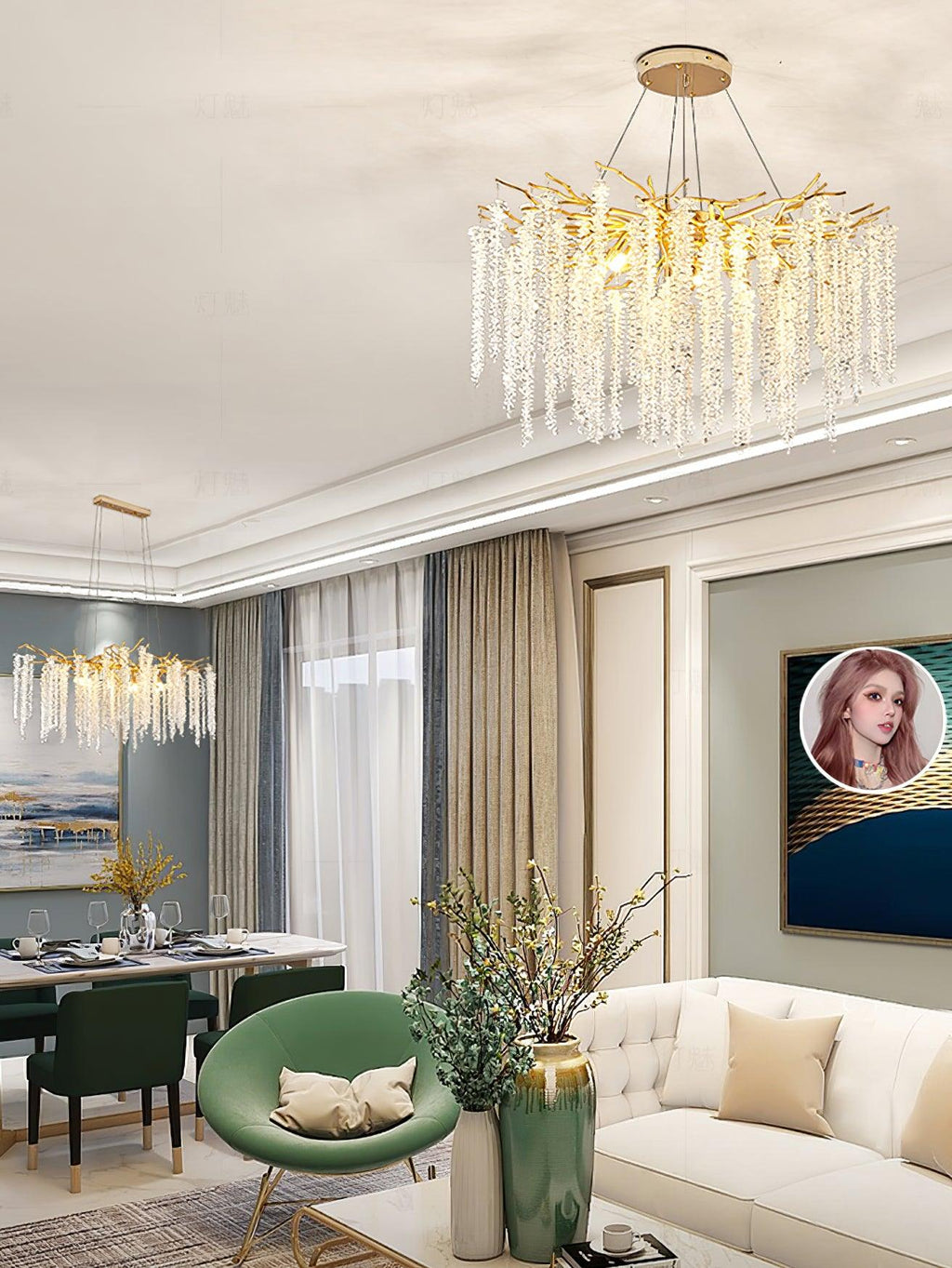 Lustra Chandelier Doré Cristal Branche Élégant - Neutralighting