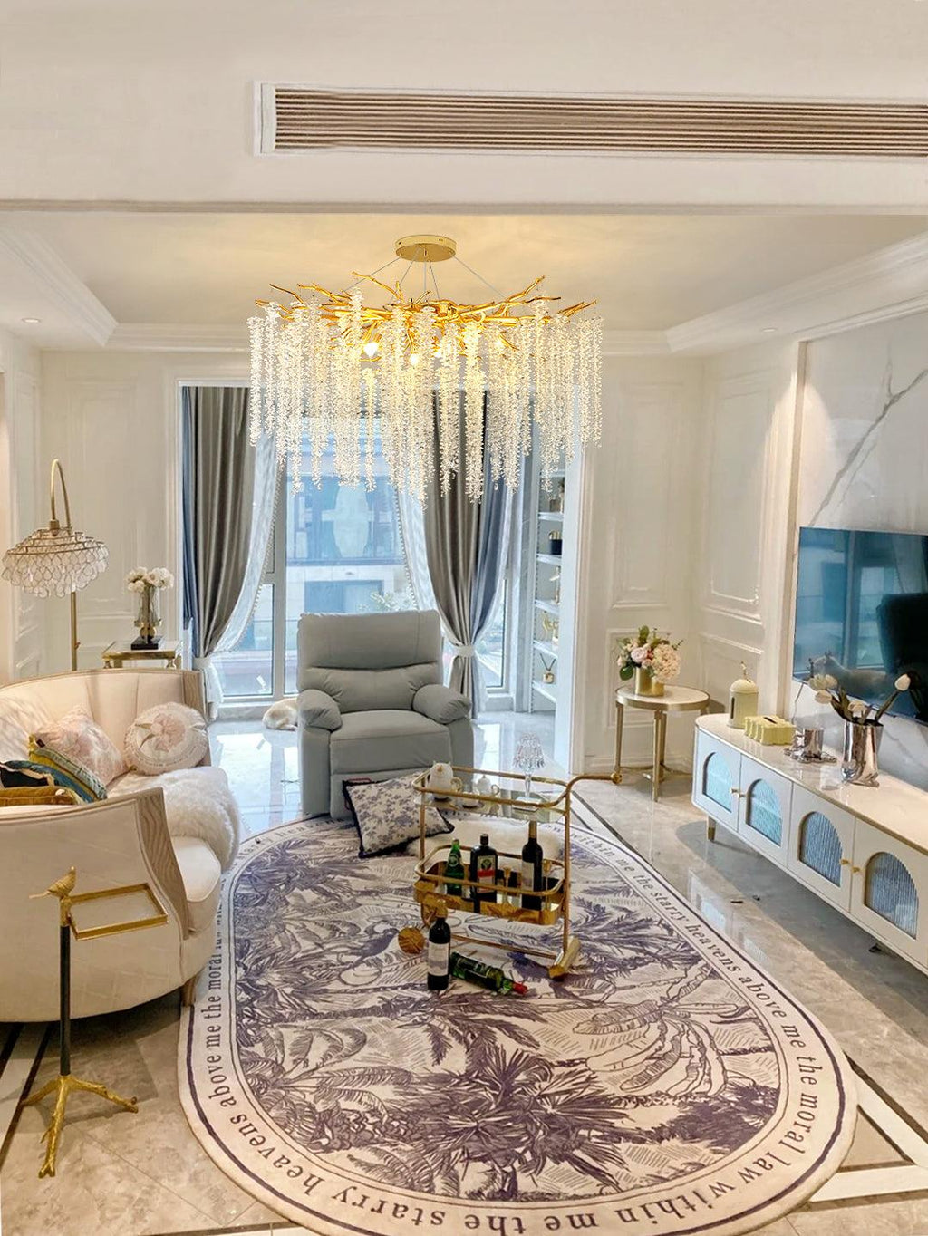 Lustra Chandelier Doré Cristal Branche Élégant - Neutralighting