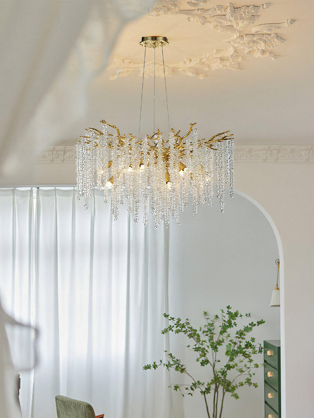 Lustra Chandelier Doré Cristal Branche Élégant - Neutralighting