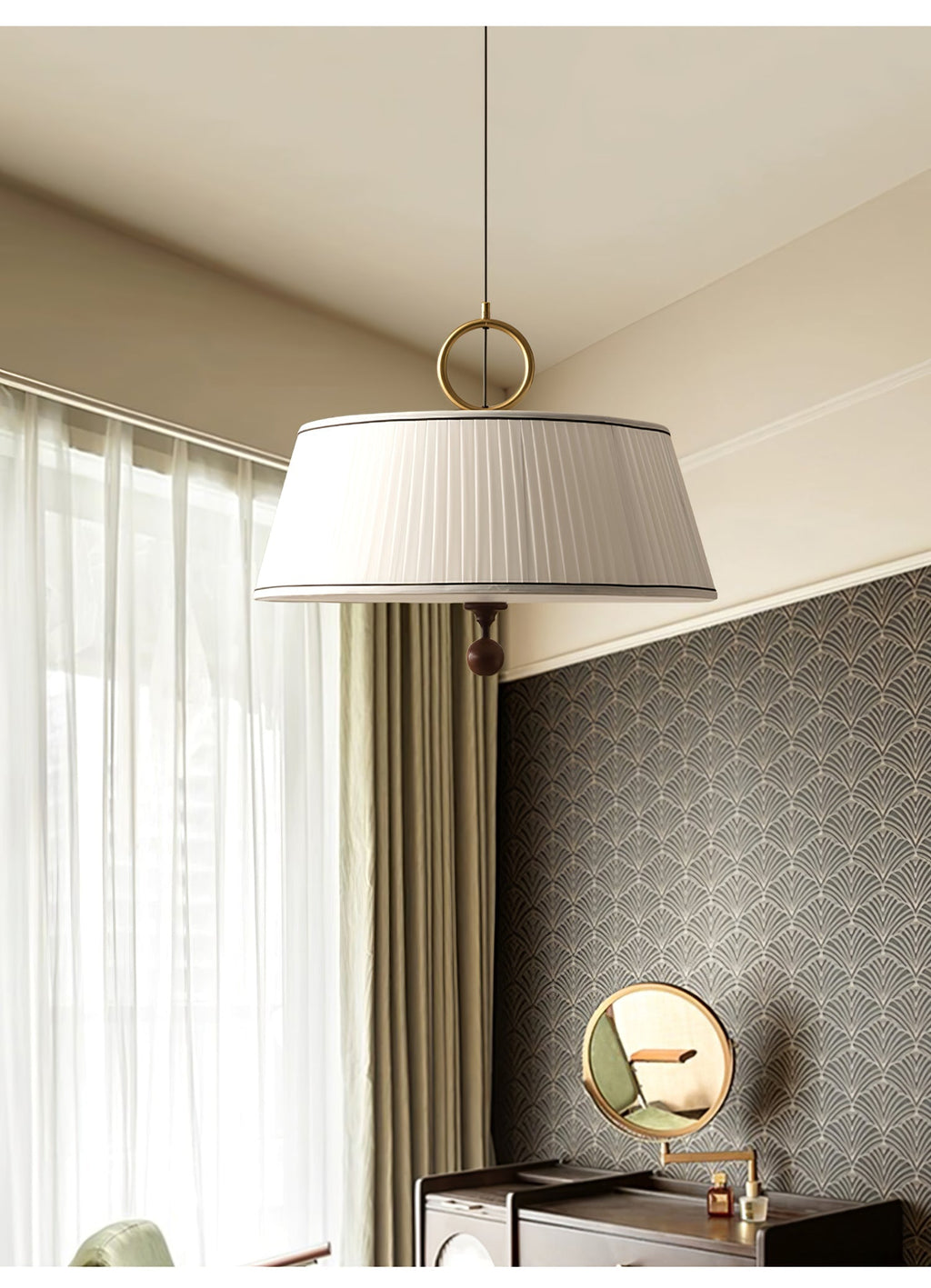 Zavaran Lampe Pendante en Bois Naturel et Tissu - Neutralighting