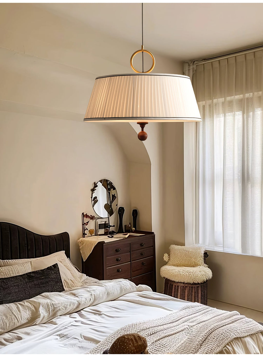 Zavaran Lampe Pendante en Bois Naturel et Tissu - Neutralighting