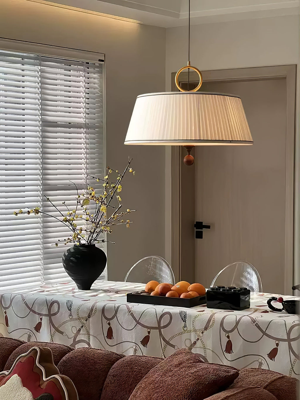 Zavaran Lampe Pendante en Bois Naturel et Tissu - Neutralighting