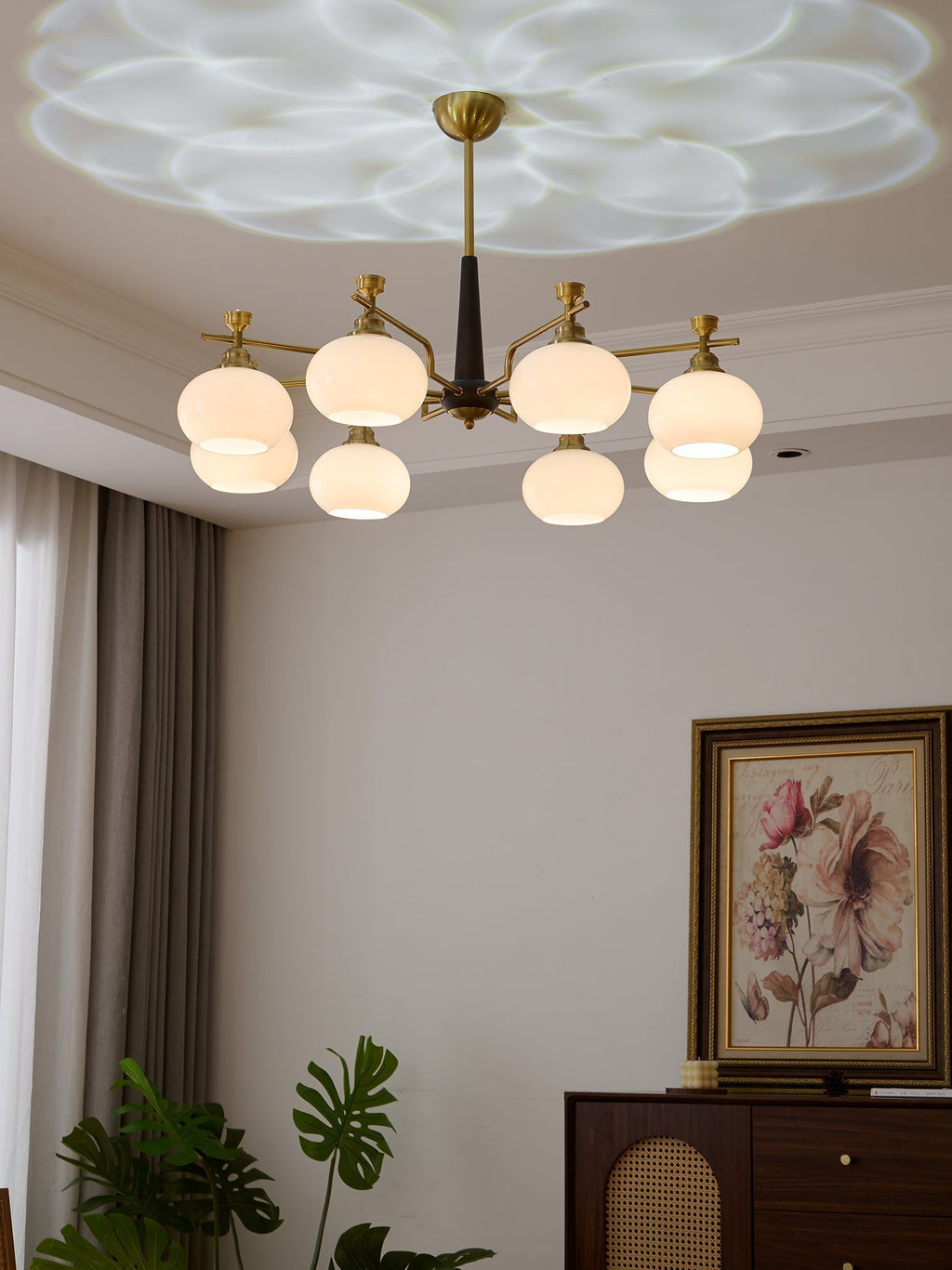 Velirara Chandelier Traditionnel Unique Sphère Bois Verre - Neutralighting