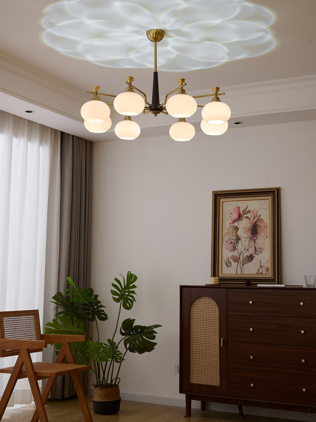 Velirara Chandelier Traditionnel Unique Sphère Bois Verre - Neutralighting