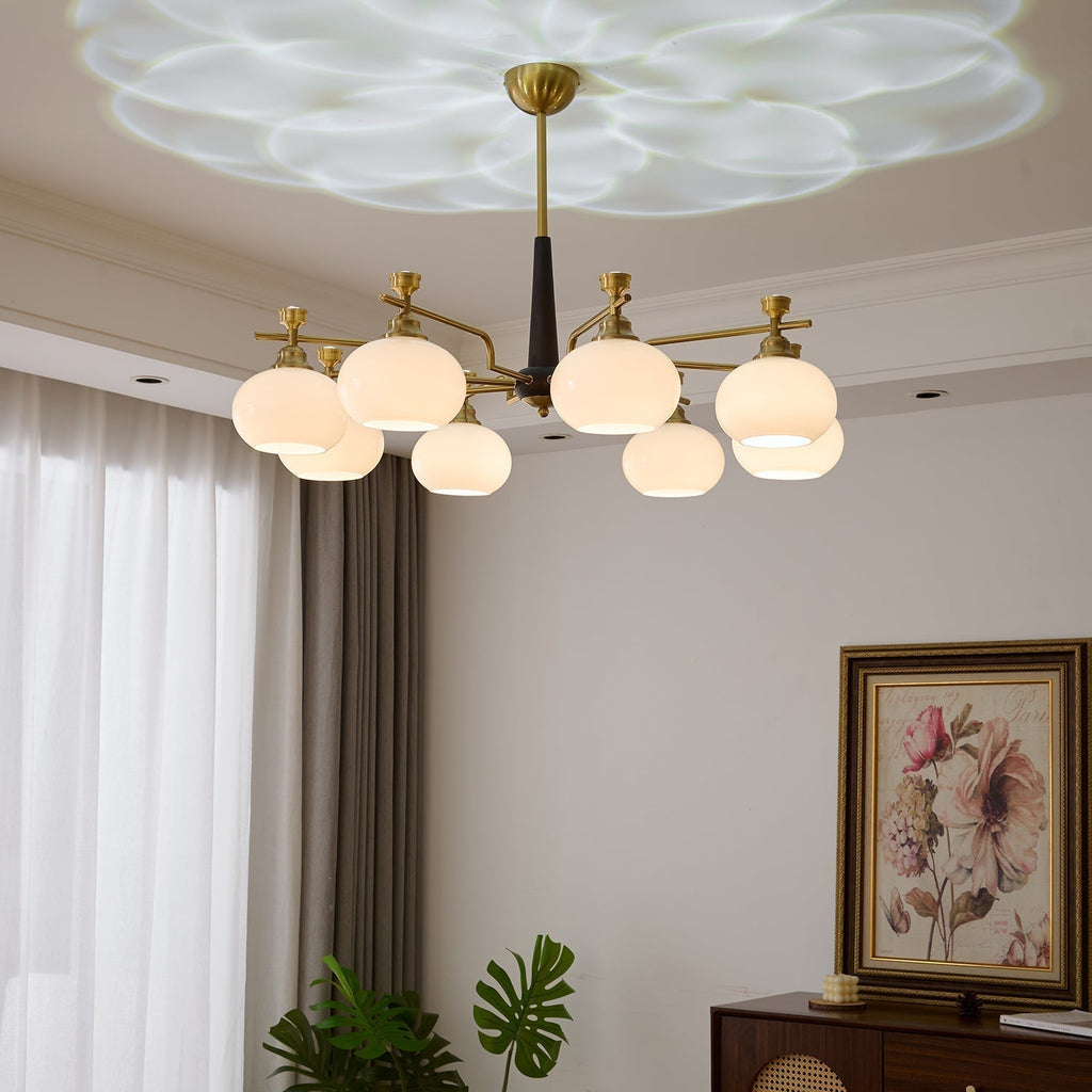 Velirara Chandelier Traditionnel Unique Sphère Bois Verre - Neutralighting