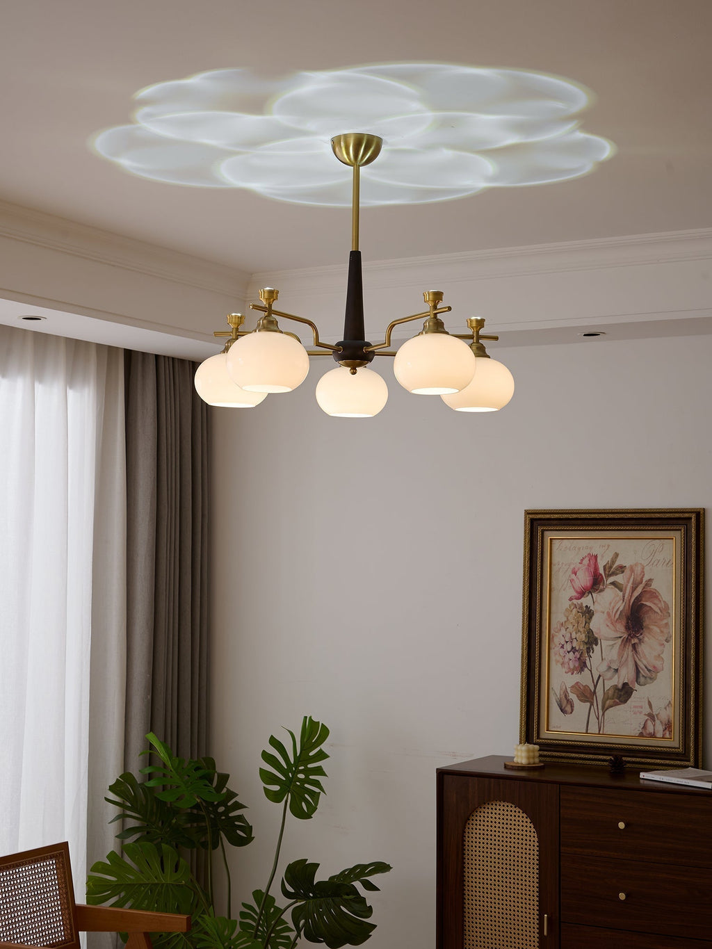 Velirara Chandelier Traditionnel Unique Sphère Bois Verre - Neutralighting