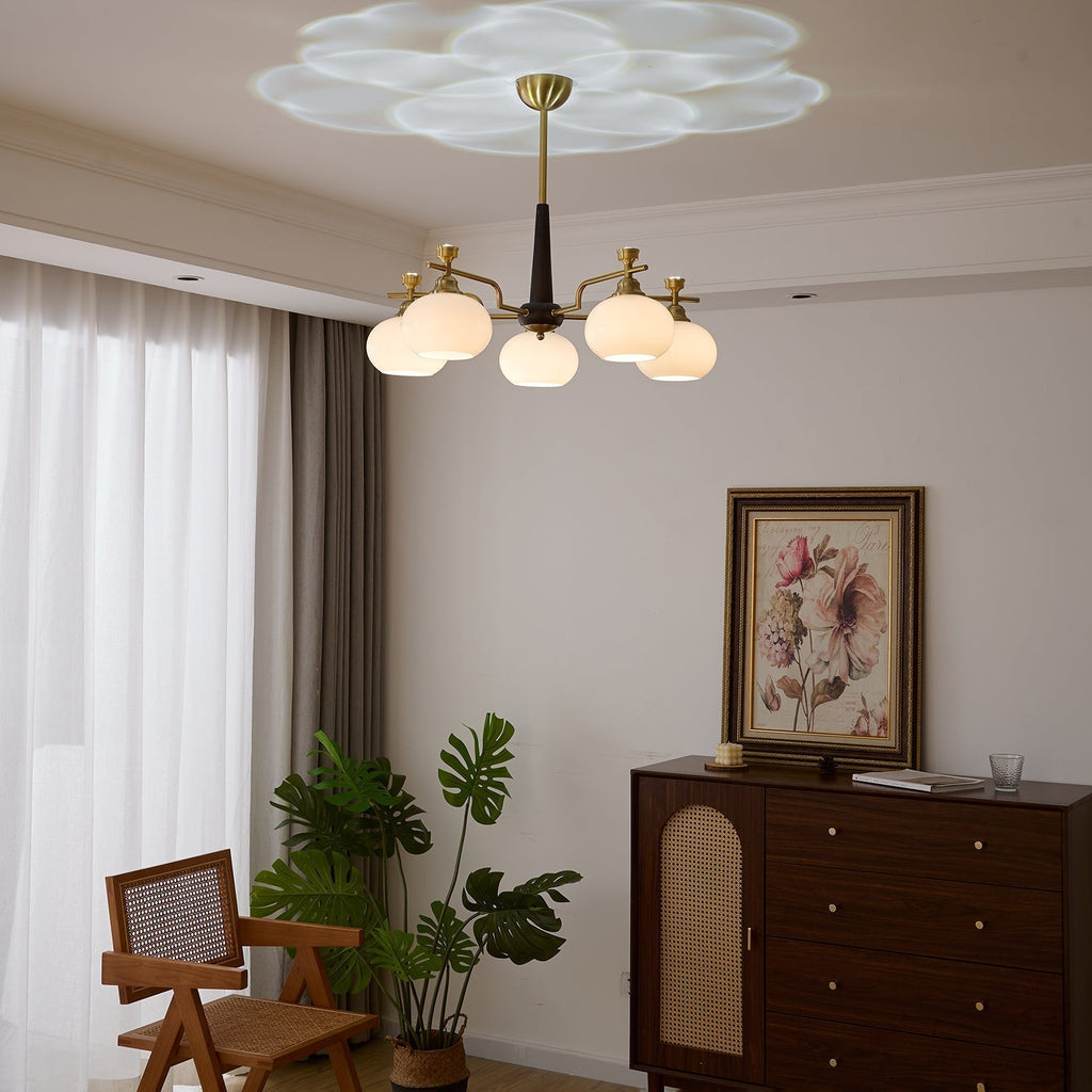 Velirara Chandelier Traditionnel Unique Sphère Bois Verre - Neutralighting