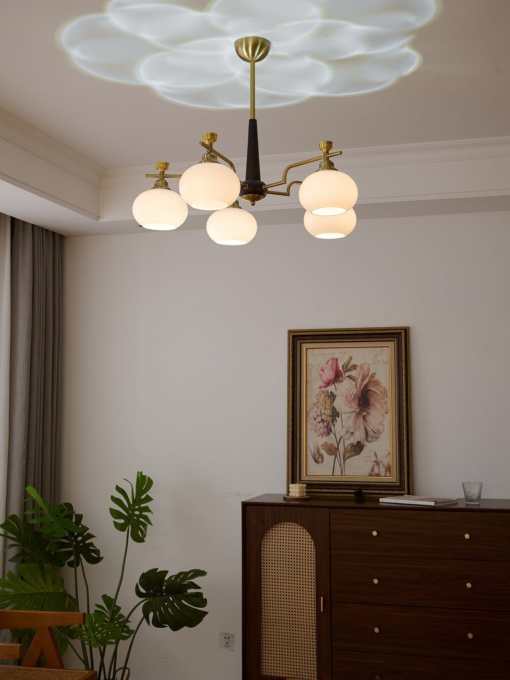 Velirara Chandelier Traditionnel Unique Sphère Bois Verre - Neutralighting