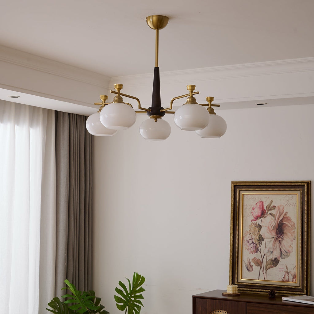 Velirara Chandelier Traditionnel Unique Sphère Bois Verre - Neutralighting