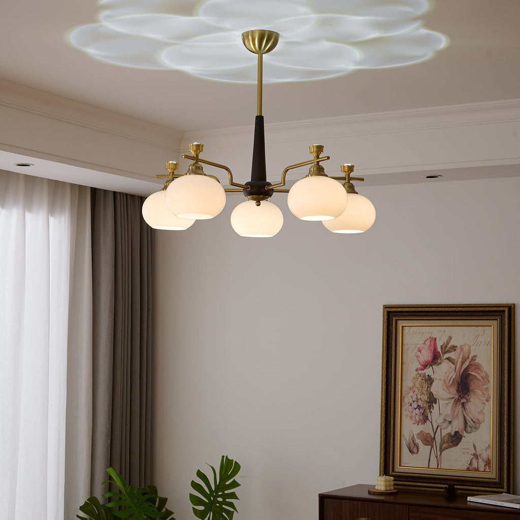 Velirara Chandelier Traditionnel Unique Sphère Bois Verre - Neutralighting