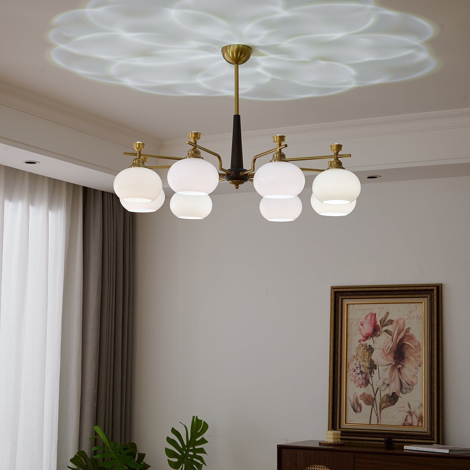 Velirara Chandelier Traditionnel Unique Sphère Bois Verre - Neutralighting