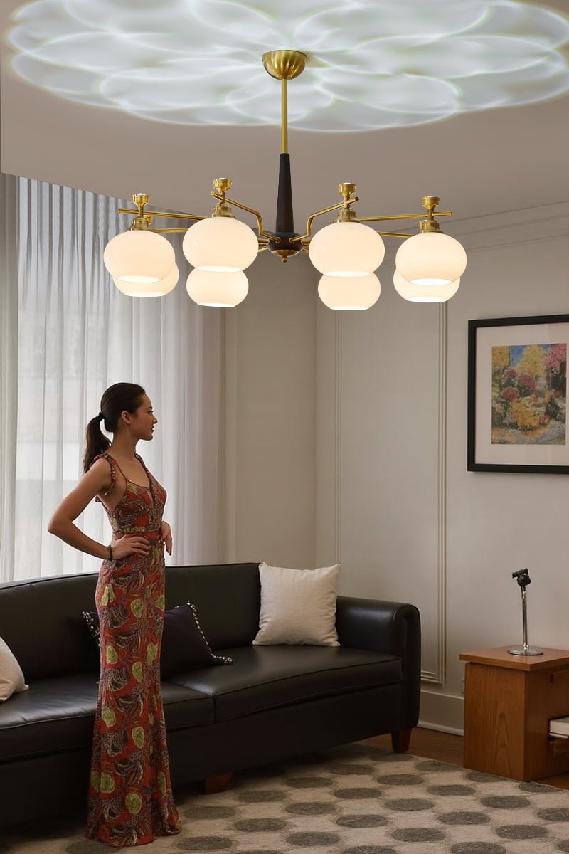 Velirara Chandelier Traditionnel Unique Sphère Bois Verre - Neutralighting