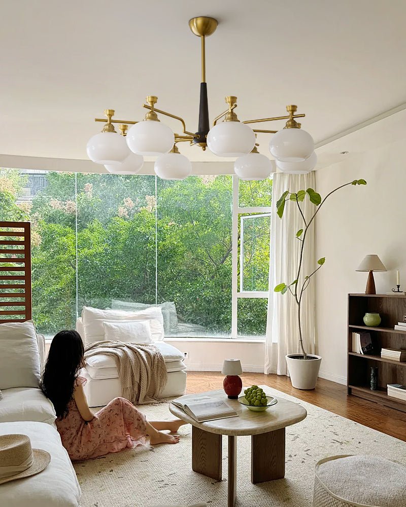 Velirara Chandelier Traditionnel Unique Sphère Bois Verre - Neutralighting
