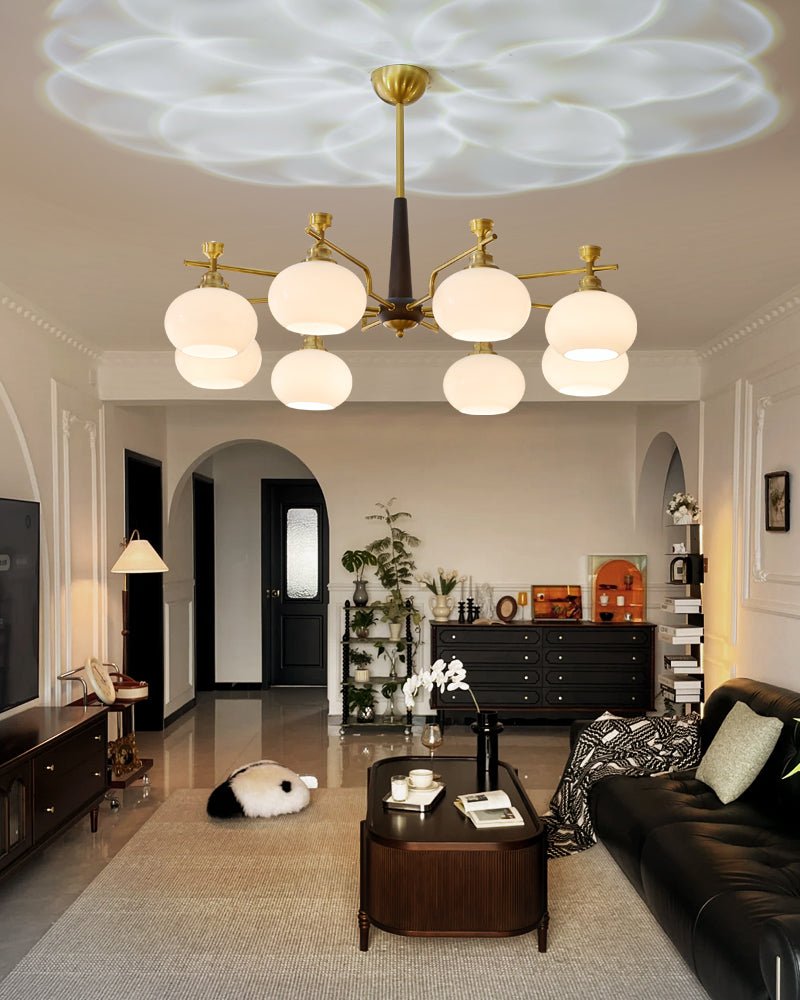 Velirara Chandelier Traditionnel Unique Sphère Bois Verre - Neutralighting